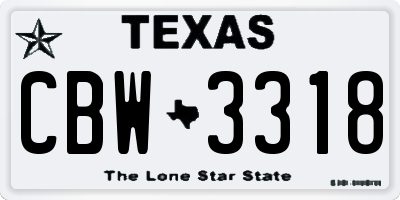TX license plate CBW3318