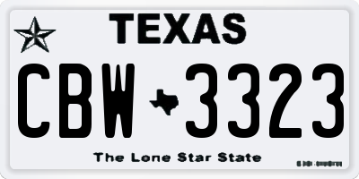 TX license plate CBW3323
