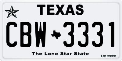 TX license plate CBW3331