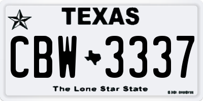 TX license plate CBW3337
