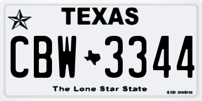 TX license plate CBW3344