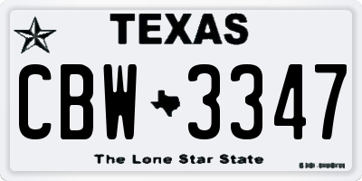 TX license plate CBW3347