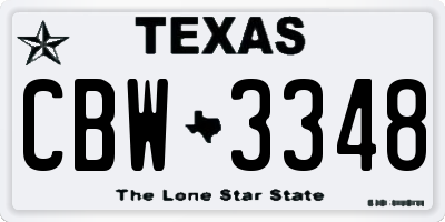 TX license plate CBW3348