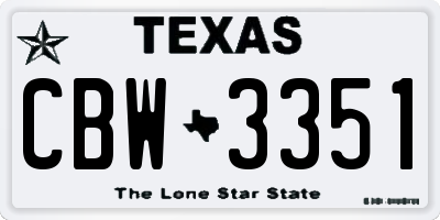 TX license plate CBW3351