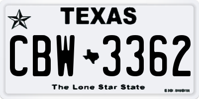 TX license plate CBW3362