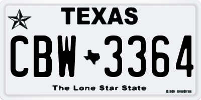 TX license plate CBW3364