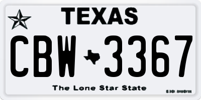 TX license plate CBW3367