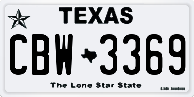 TX license plate CBW3369