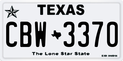 TX license plate CBW3370