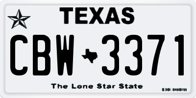 TX license plate CBW3371