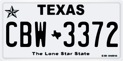 TX license plate CBW3372