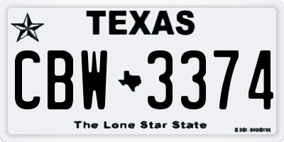 TX license plate CBW3374