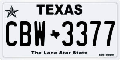 TX license plate CBW3377