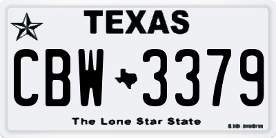 TX license plate CBW3379