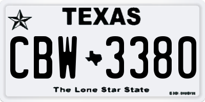 TX license plate CBW3380