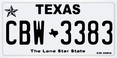 TX license plate CBW3383