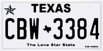 TX license plate CBW3384