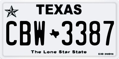 TX license plate CBW3387