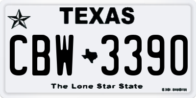 TX license plate CBW3390