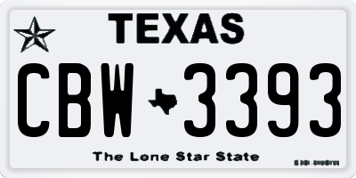 TX license plate CBW3393