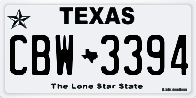 TX license plate CBW3394