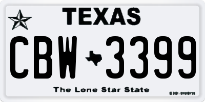 TX license plate CBW3399