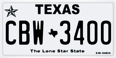 TX license plate CBW3400