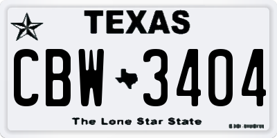 TX license plate CBW3404