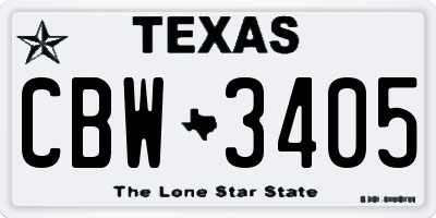 TX license plate CBW3405