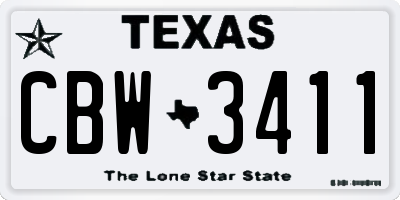 TX license plate CBW3411