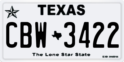 TX license plate CBW3422
