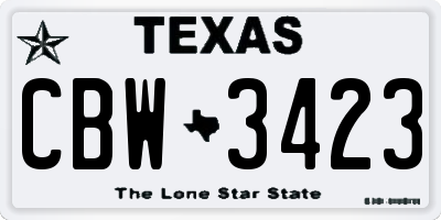 TX license plate CBW3423