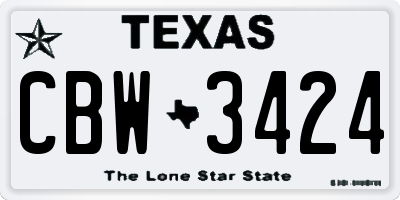 TX license plate CBW3424