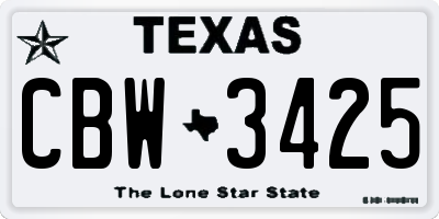 TX license plate CBW3425