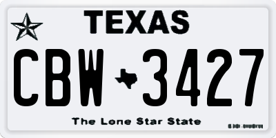 TX license plate CBW3427