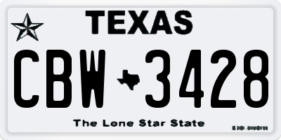 TX license plate CBW3428