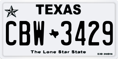 TX license plate CBW3429