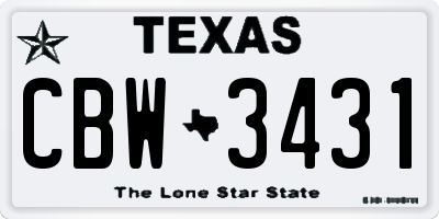 TX license plate CBW3431