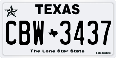 TX license plate CBW3437