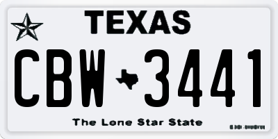 TX license plate CBW3441