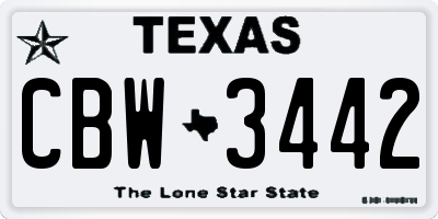 TX license plate CBW3442