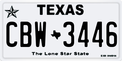 TX license plate CBW3446