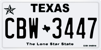 TX license plate CBW3447
