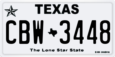 TX license plate CBW3448