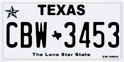 TX license plate CBW3453