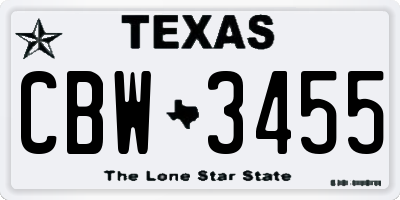 TX license plate CBW3455