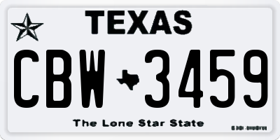 TX license plate CBW3459