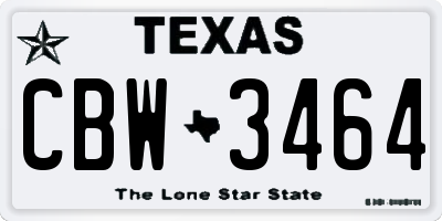 TX license plate CBW3464