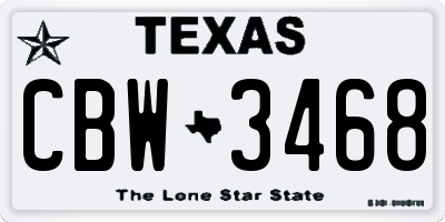 TX license plate CBW3468
