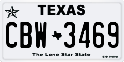 TX license plate CBW3469